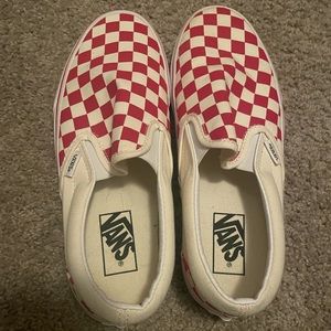 Slip on checkered red vans